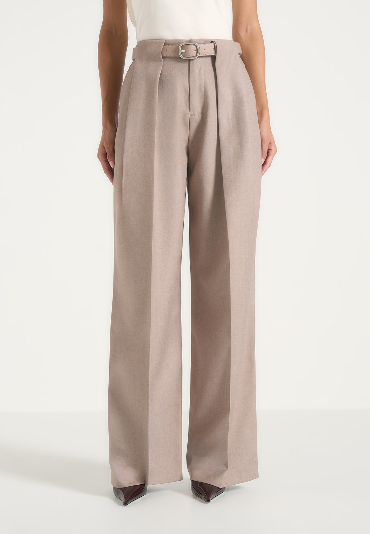 Jodie Pleated Trousers - Taupe