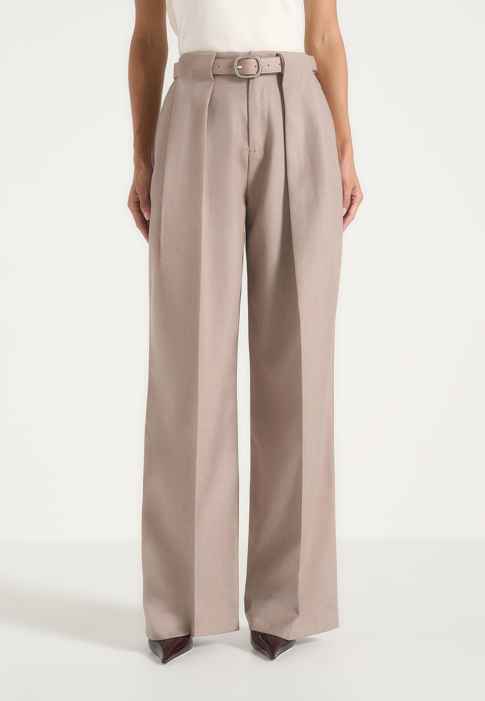 Jodie Pleated Trousers - Taupe