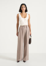 Jodie Pleated Trousers - Taupe
