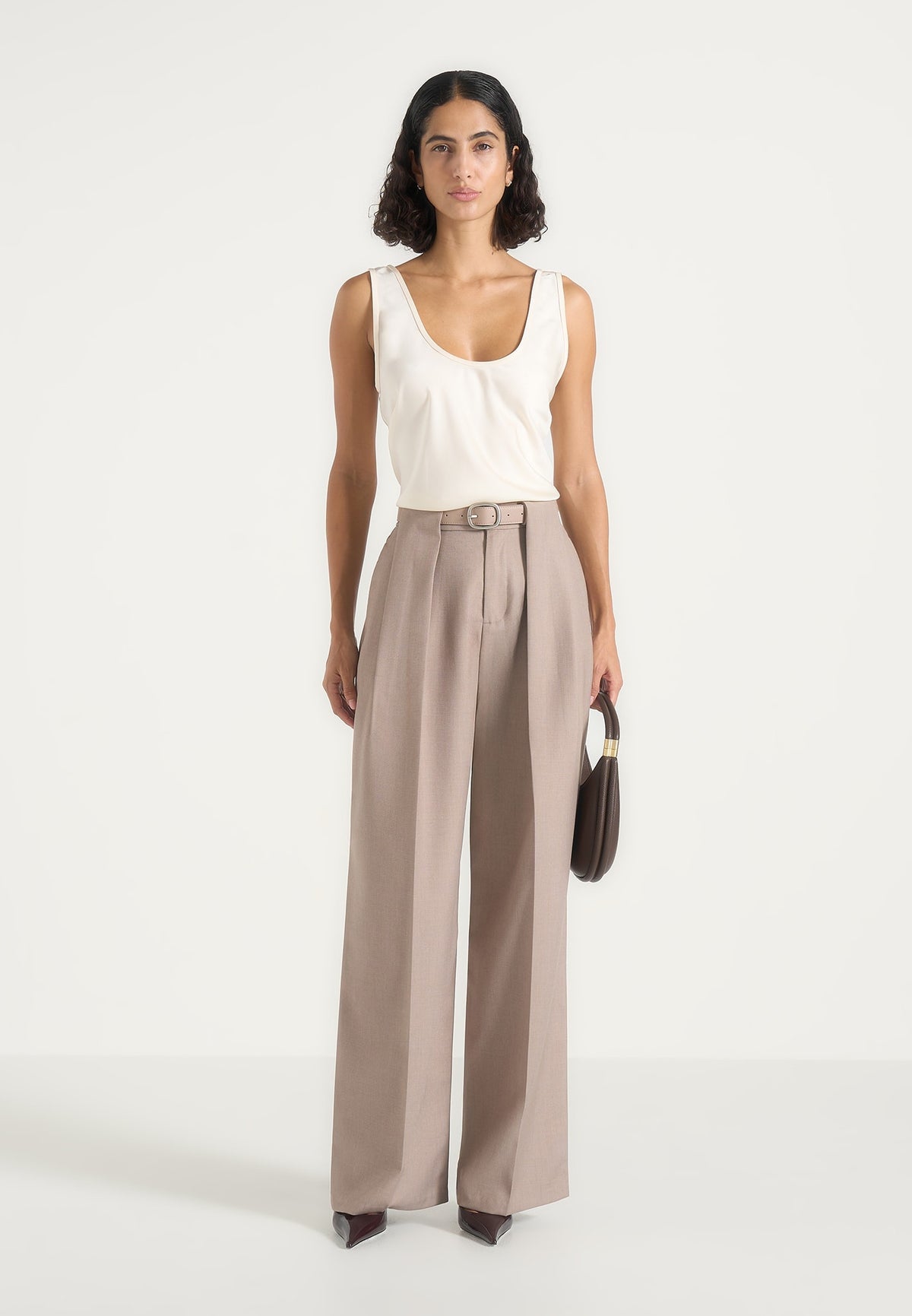 Jodie Pleated Trousers - Taupe