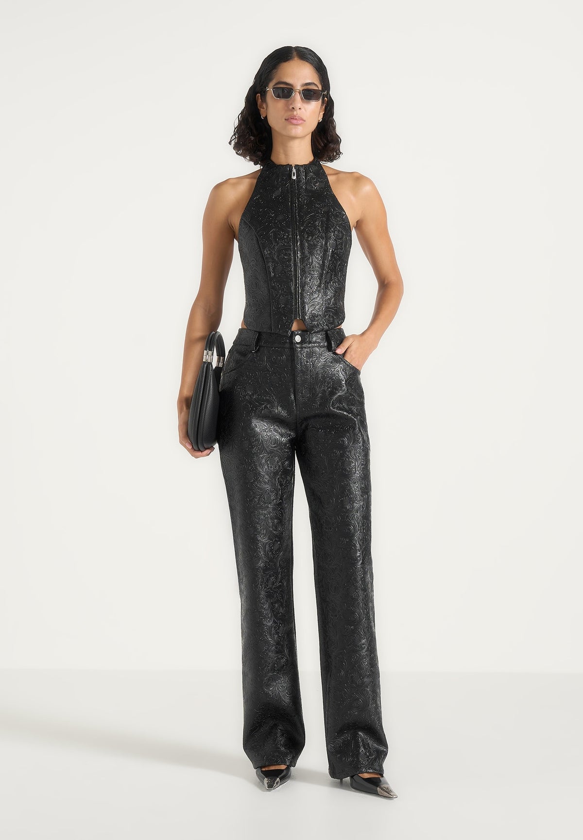 ruth-embossed-leather-mid-rise-trousers-black