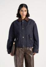 Cameron - Unisex Oversized Denim Bomber Jacket - Indigo
