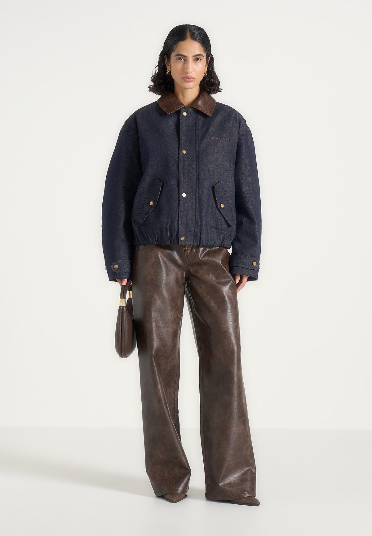 Cameron - Unisex Oversized Denim Bomber Jacket - Indigo