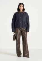 Cameron - Unisex Oversized Denim Bomber Jacket - Indigo