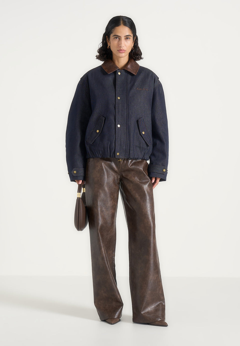 Cameron - Unisex Oversized Denim Bomber Jacket - Indigo