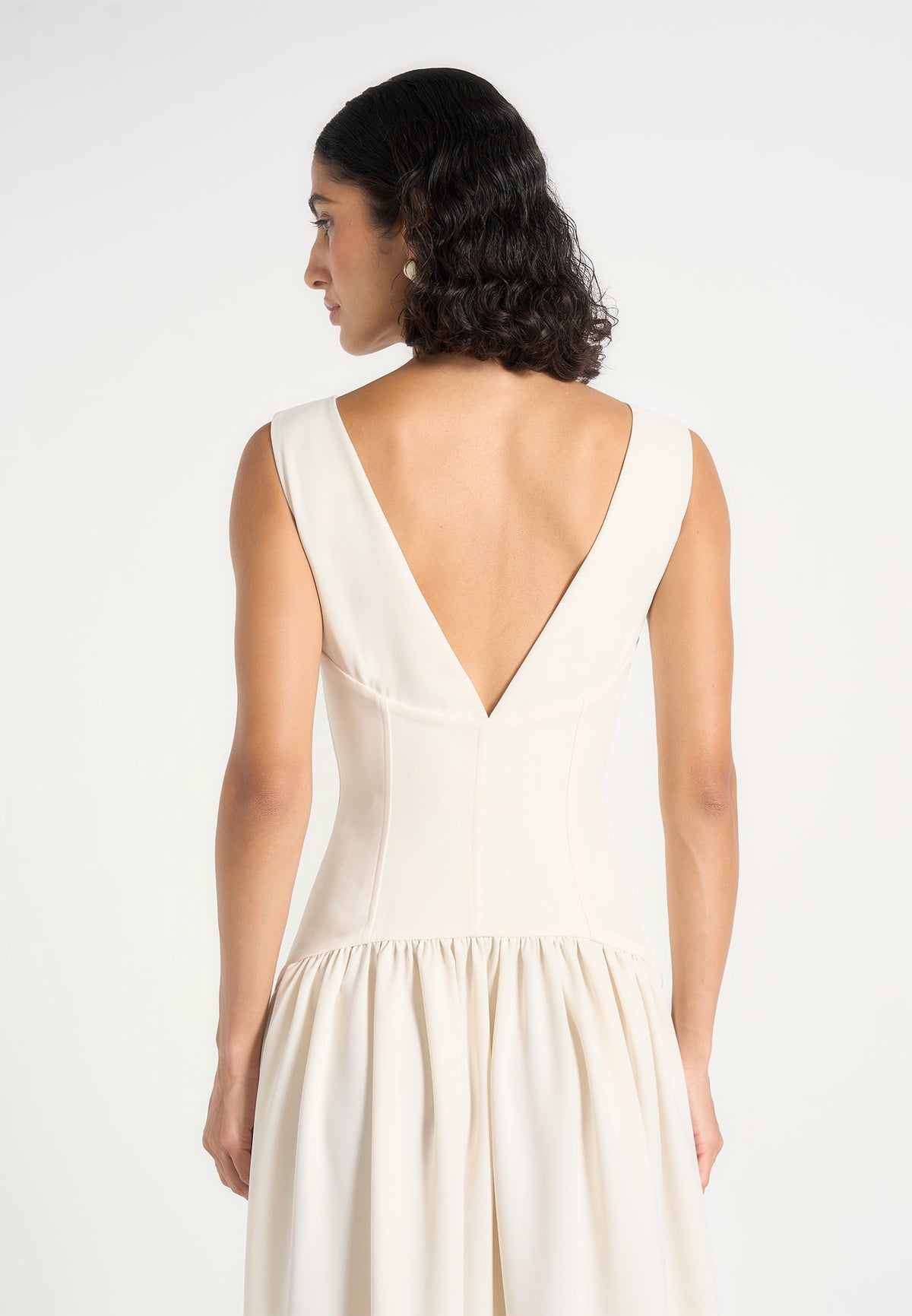 Dahlia - Boat Neck Corset Maxi Dress - Cream