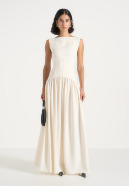 paige-boat-neck-corset-dress-cream