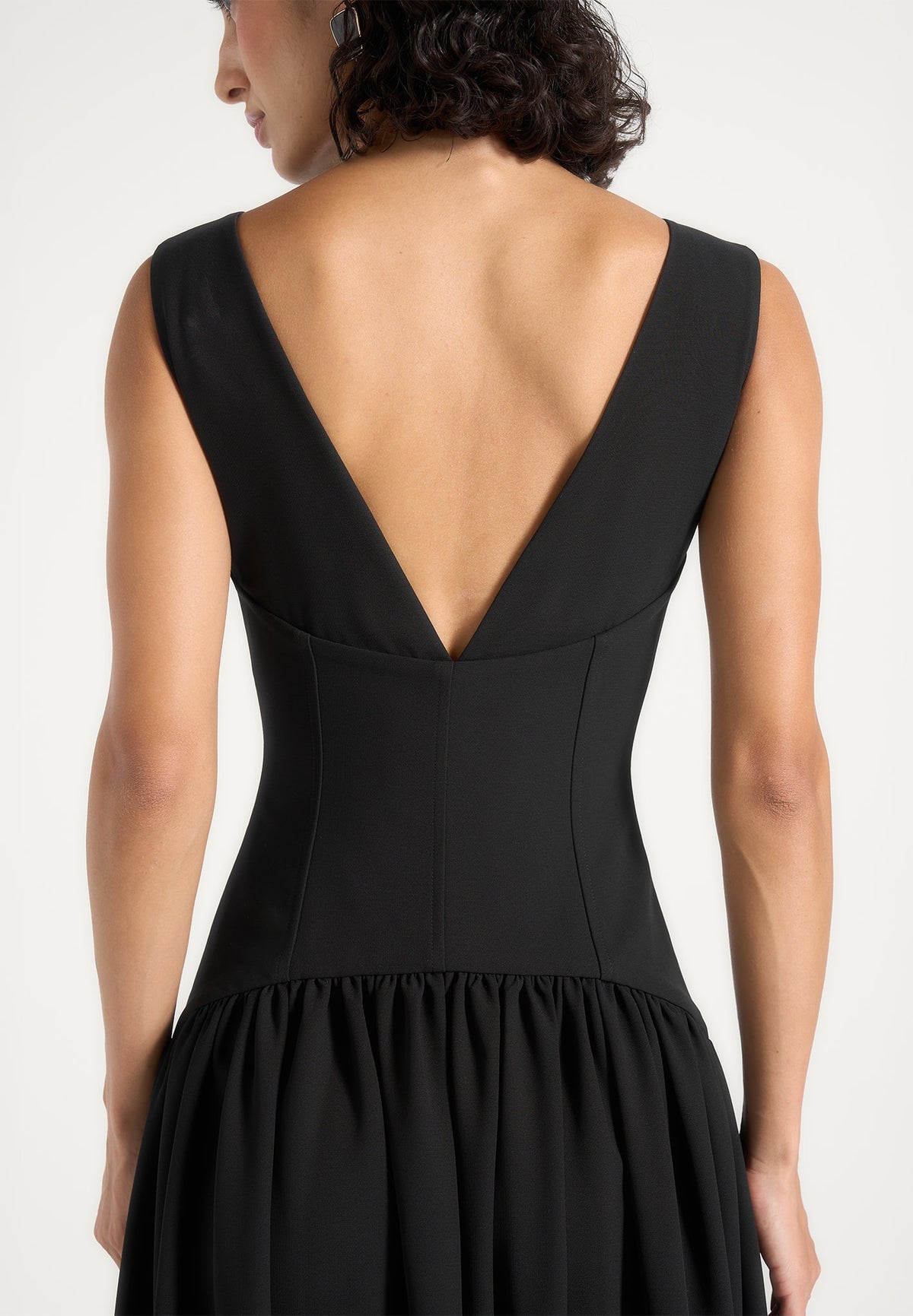 Dahlia - Boat Neck Corset Maxi Dress - Black