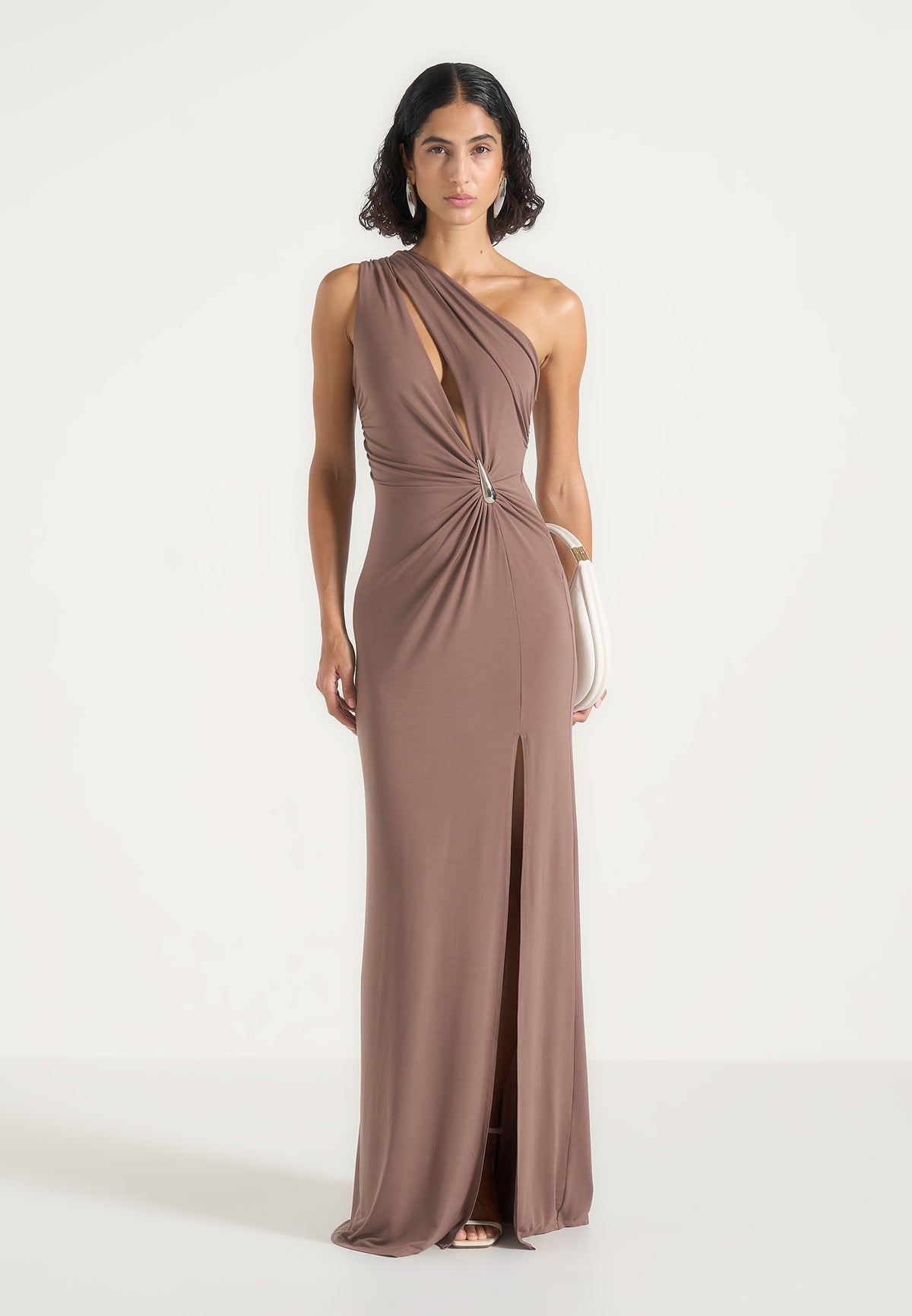 Vanessa Asymmetric Maxi Dress - Taupe