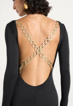 Tilly - Open Back Chain Detail Maxi Dress - Black