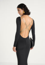 Tilly - Open Back Chain Detail Maxi Dress - Black