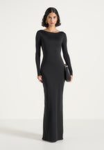 Tilly - Open Back Chain Detail Maxi Dress - Black