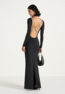 Tilly - Open Back Chain Detail Maxi Dress - Black