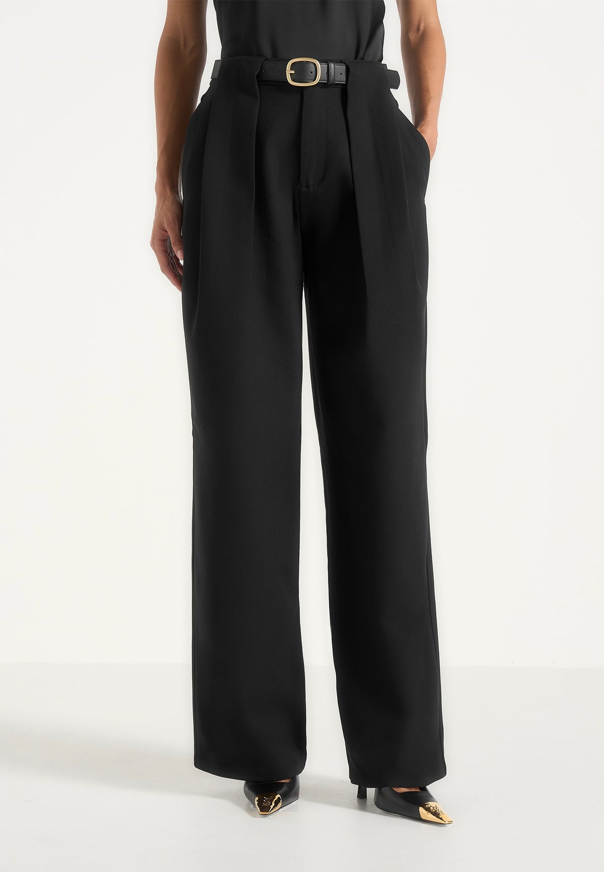 Jodie Pleated Trousers - Black