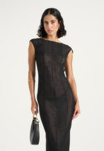 Ulina Seamed Hardware Detail Maxi Dress - Black