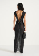 Ulina Seamed Hardware Detail Maxi Dress - Black