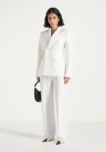 Maia Contrast Satin Blazer - White