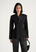 Maia Contrast Satin Blazer - Black