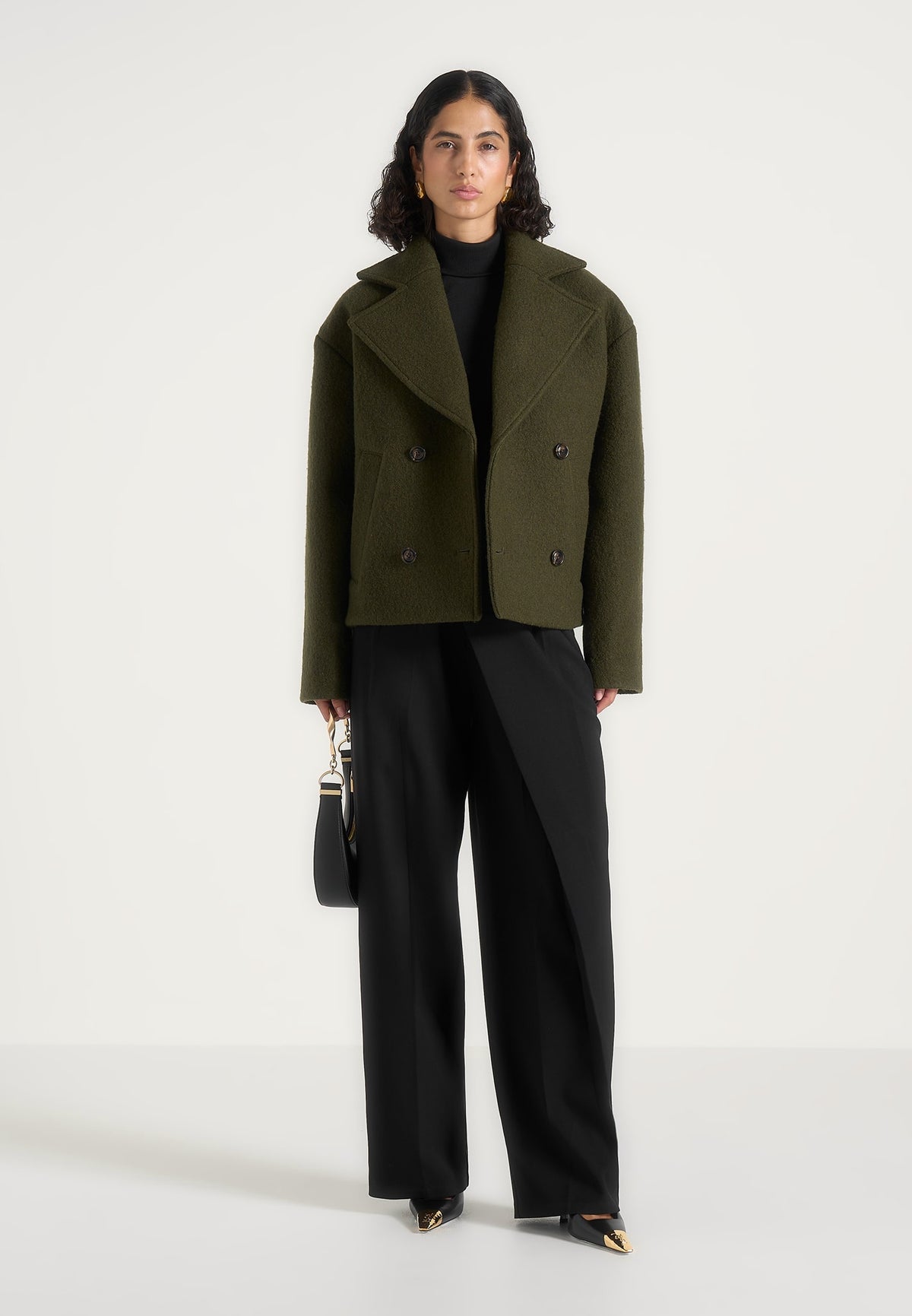 Mika - Unisex Double Breasted Wool Jacket - Olive