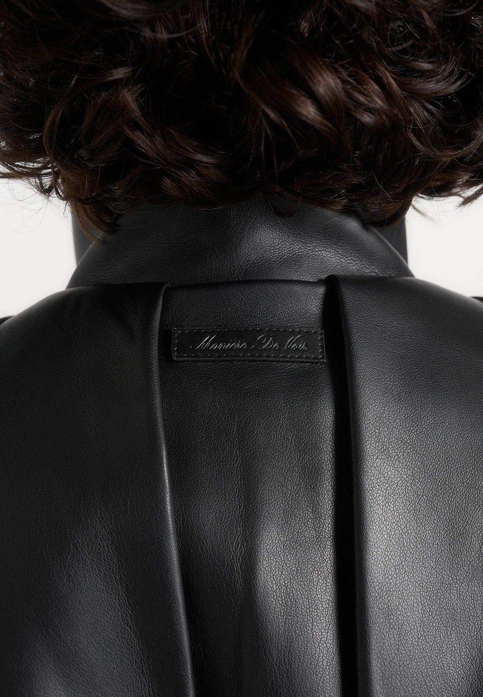 Piper - Oversized Pleated Leather Bomber Jacket - Black