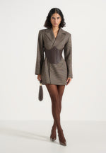 Lacey Corset Blazer Dress - Brown