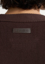 Tessa - Cinched Waist Cotton Cardigan - Brown