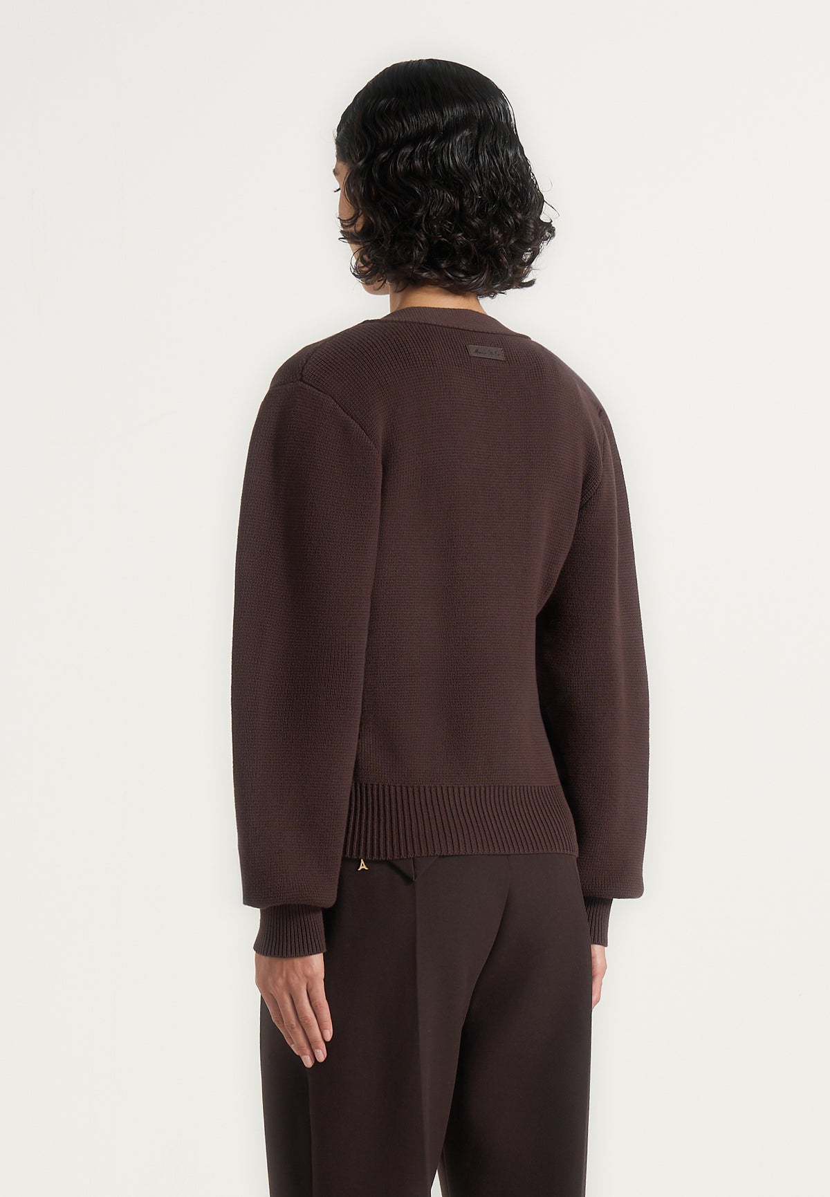 Tessa - Cinched Waist Cotton Cardigan - Brown