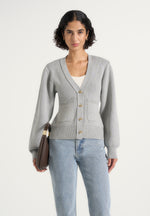 Tessa - Cinched Waist Cotton Cardigan - Grey
