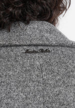 Jena - Wide Shoulder Wool Coat with Cinch Belt - Grey