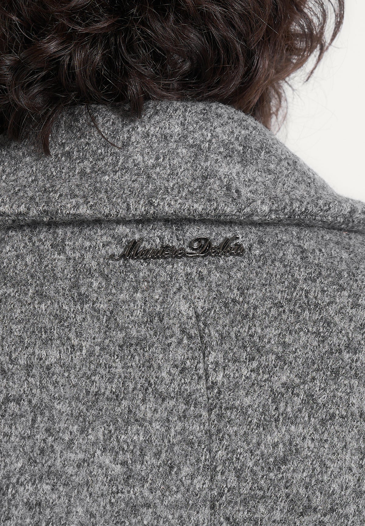 Jena - Wide Shoulder Wool Coat with Cinch Belt - Grey