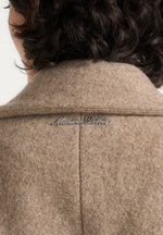 Jena - Wide Shoulder Wool Coat with Cinch Belt - Taupe