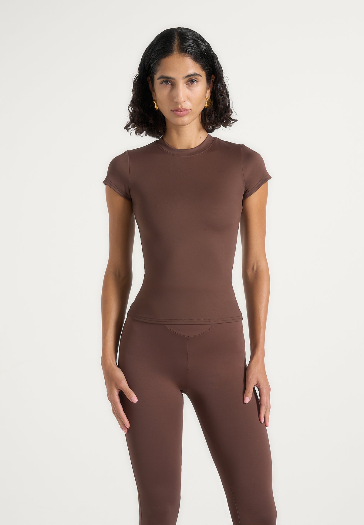 Wren - Cap Sleeve Baby Tee - Brown