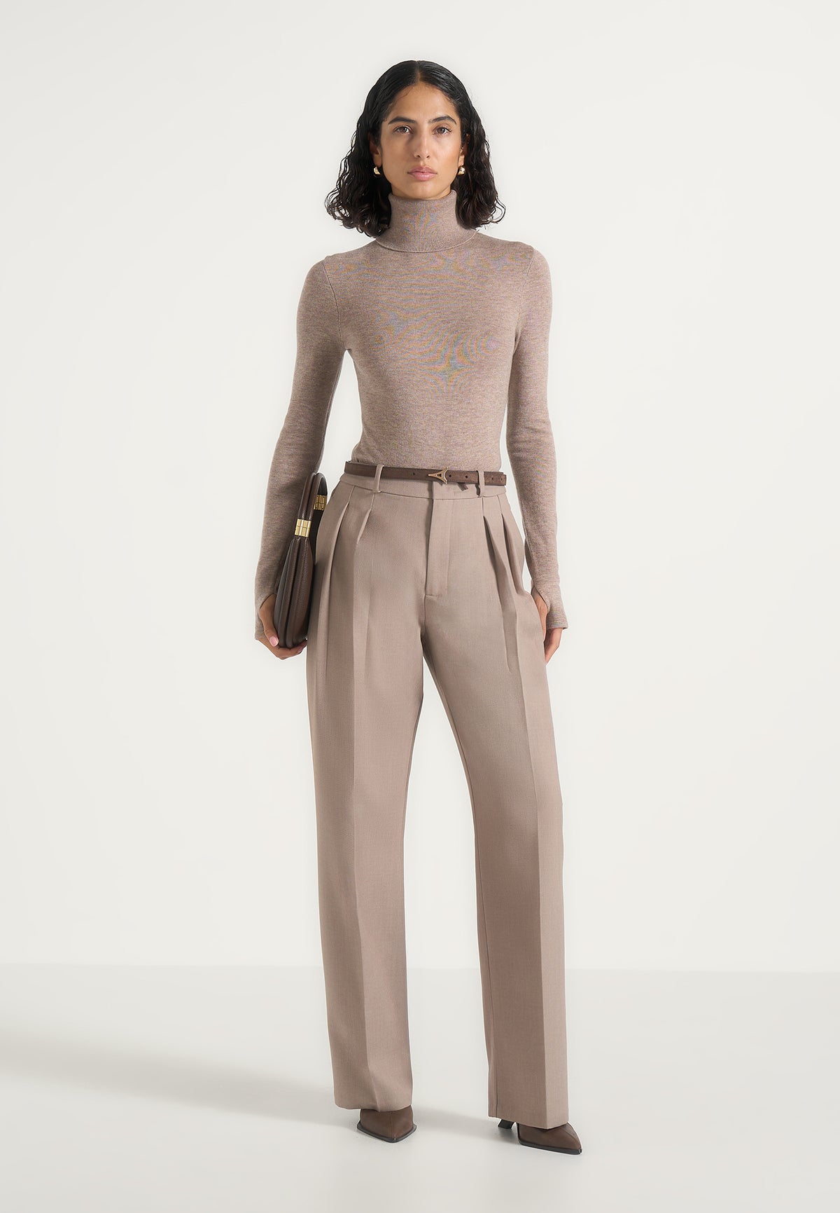 Honor - Wool-Blend Turtleneck Knit Bodysuit - Taupe