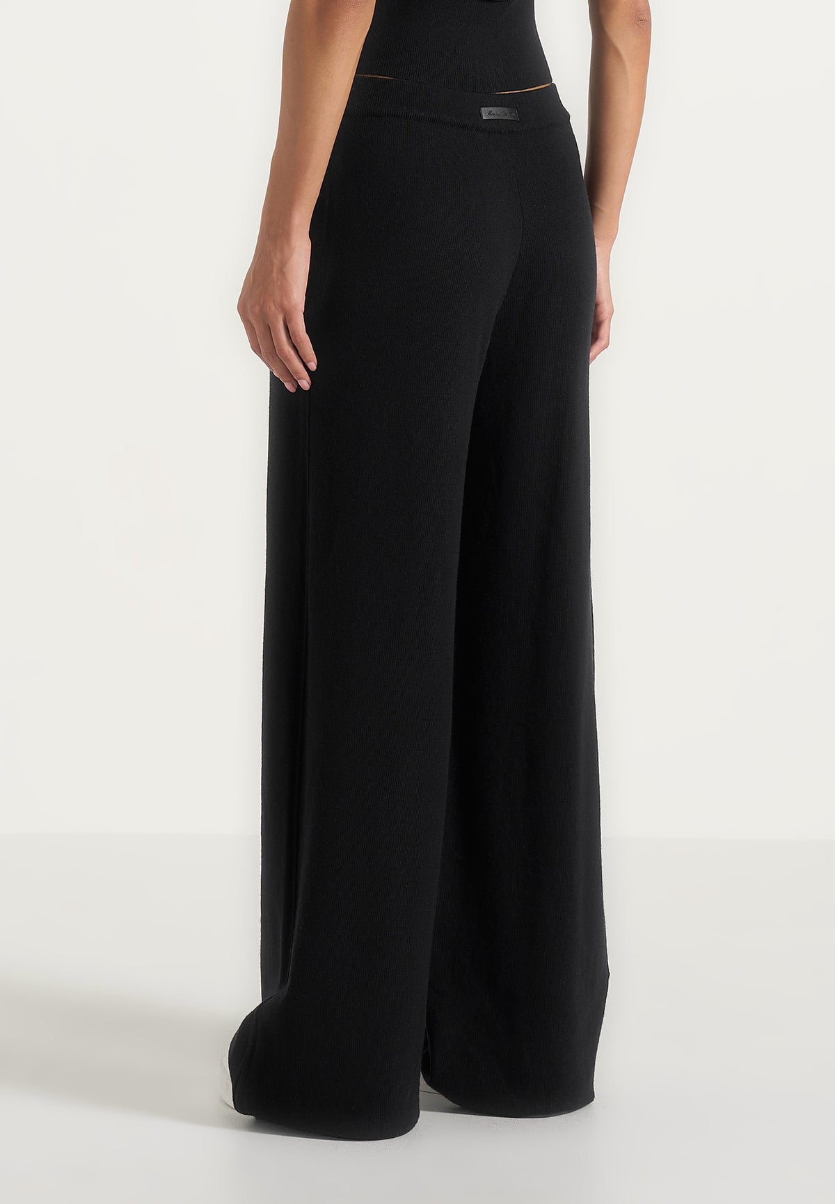 Mirella - Wide Leg Knit Sweatpants - Black
