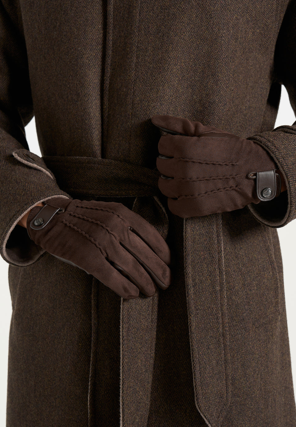 Mario - Suede & Leather Gloves - Brown