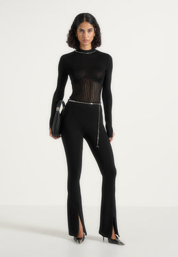 Alienor - Fit and Flare Leggings with Chain - Black