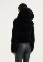 Maeva - Velvet Signature Cropped Puffer Jacket - Black