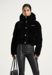 Maeva - Velvet Signature Cropped Puffer Jacket - Black