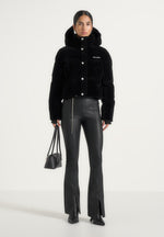 Maeva - Velvet Signature Cropped Puffer Jacket - Black