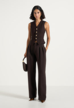 Christine - Tailored Cinched Suit Vest - Brown