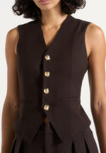 Christine - Tailored Cinched Suit Vest - Brown