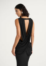 Livia - Chain Drape Open Back Maxi Dress - Black