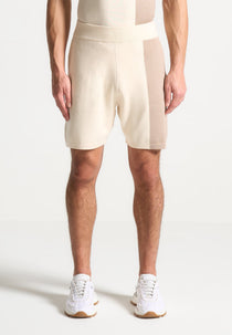 Colour Block Knit Shorts - Cream