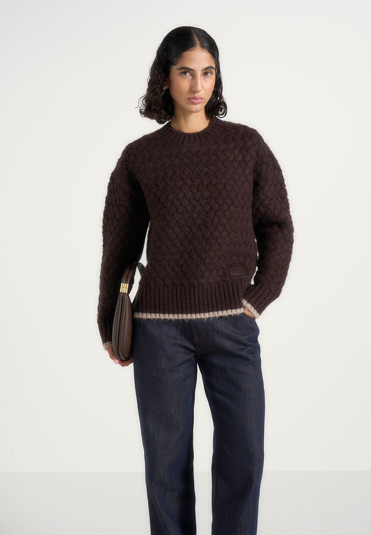 Soren - Waffle Knit Sweater - Brown