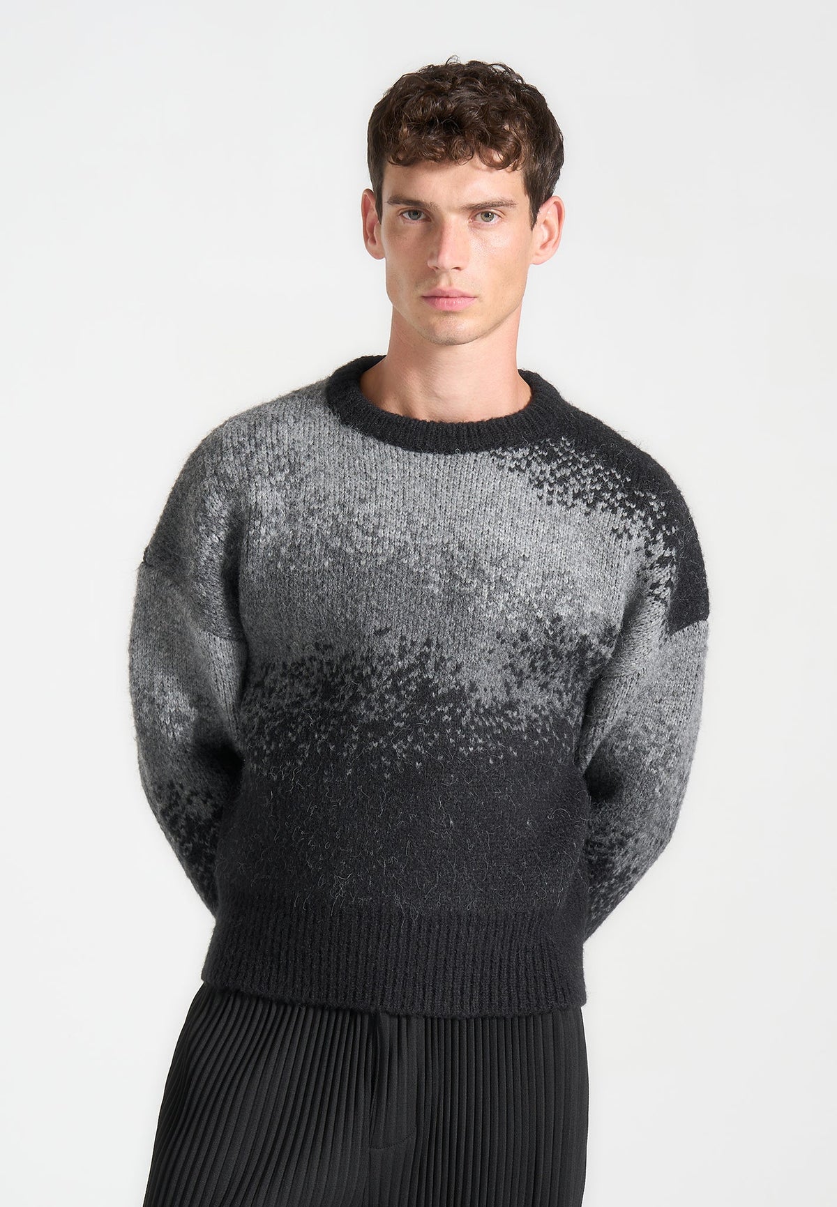 Yani - Ombre Wool-Blend Crewneck Sweater - Grey