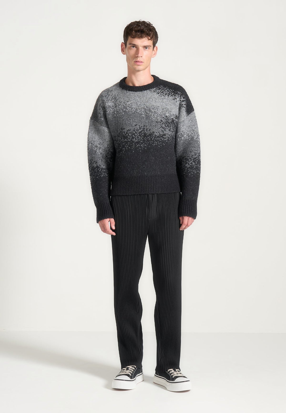 Yani - Ombre Wool-Blend Crewneck Sweater - Grey