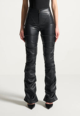 caroline-tacked-leather-fit-and-flare-trousers-black