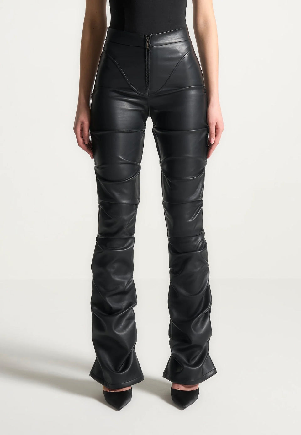 caroline-tacked-leather-fit-and-flare-trousers-black