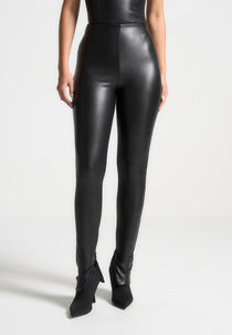 Azelie - Leather Leggings - Black